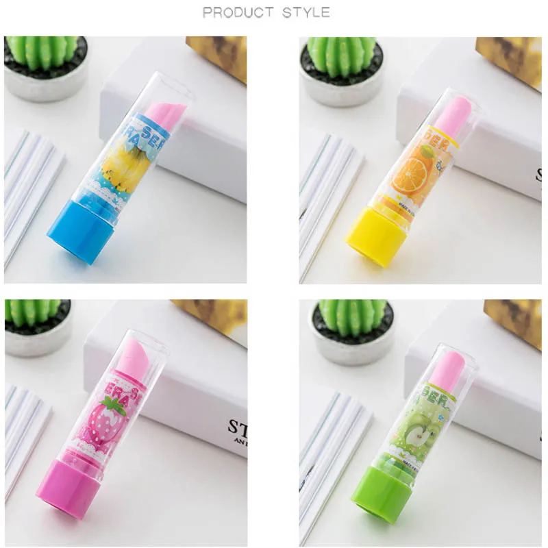 Kawaii Cartoon Lipstick Fruits Eraser