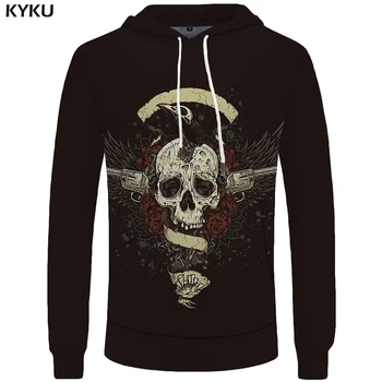

KYKU Brand Skull Sweatshirts Rose And Gun Sweat shirt Rock Hoodie Gothic Funny Hoodie 3d hoodies Men 3d Print Anime Mens