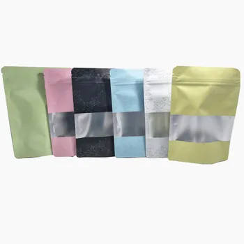 

Aluminum Foil Zip Lock Packing Pouches with Window Stand Up Zipper Plastic Bag Mylar Self Sealable Nuts Coffee Food Storage Bags