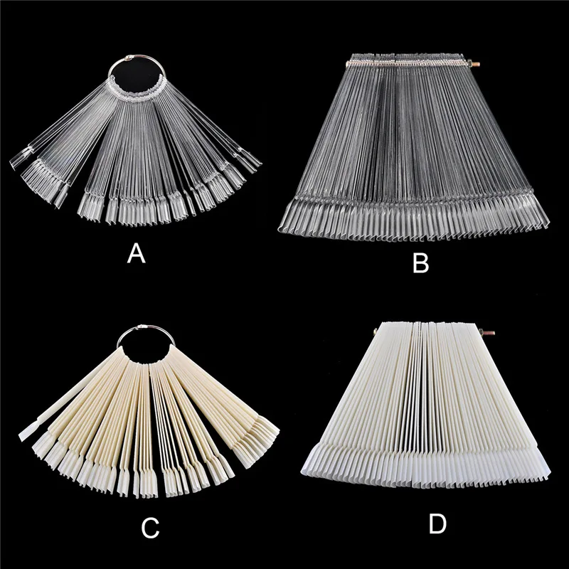 

50pcs False Nail Art Tips Sticks Fan shaped Fake Nail Art Tips Polish UV Gel Sticker Decoration Display Stick Gel Salon Tool