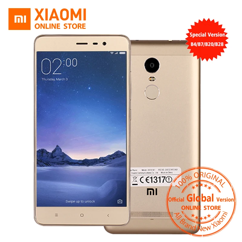 Official Global Version Xiaomi Redmi Note 3 pro prime special Edition Mobile phone 5.5 Inch 3GB 32GB 16.0MP LTE B20 B28 MIUI8.1