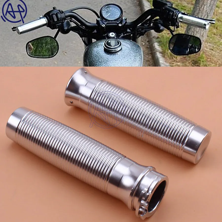 

Free Shipping 1pair Motorcycle 1Inch 25mm Rough Crafts Silver Handle Grips Fit for For Harley Sportster XL 1200 883 Custom