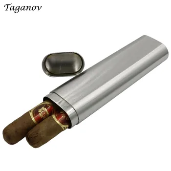 

304 Stainless Steel Thickness Two Cigars Tube Box Frosted Travel Portable Cigar Jar Humidor Holder Accessories men boy best Gift