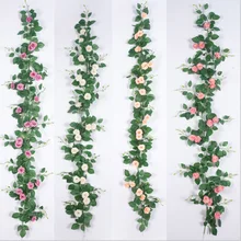 Искусственный цветок лоза Европейские предметы интерьера различные цвета Свадебные украшения Роза из ротанга зеленое растение