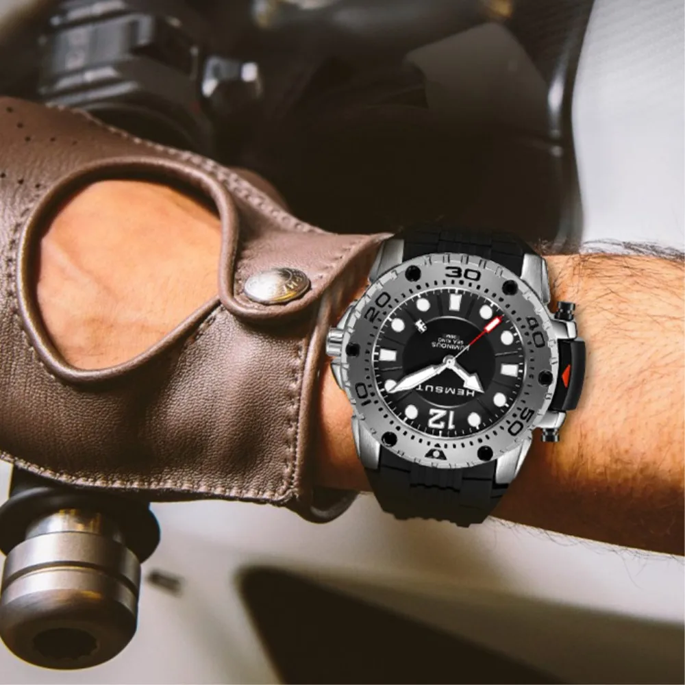 

HEMSUT Luminous Men Watch Brand New Rubber Band Men's Watch Black 2019 3ATM Waterproof relogio masculino Dropshipping
