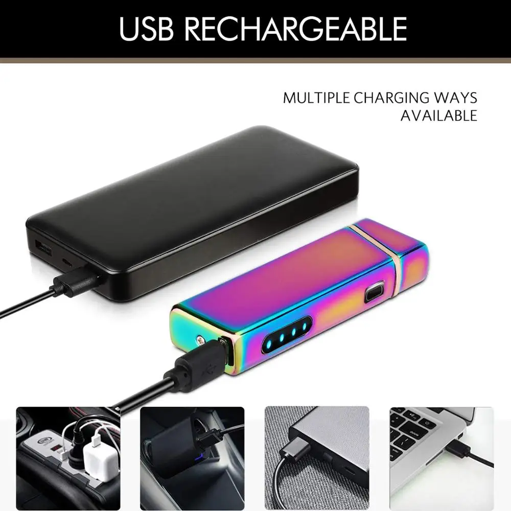 Новая электрическая зажигалка с гнездом USB дисплей питания металлическая для