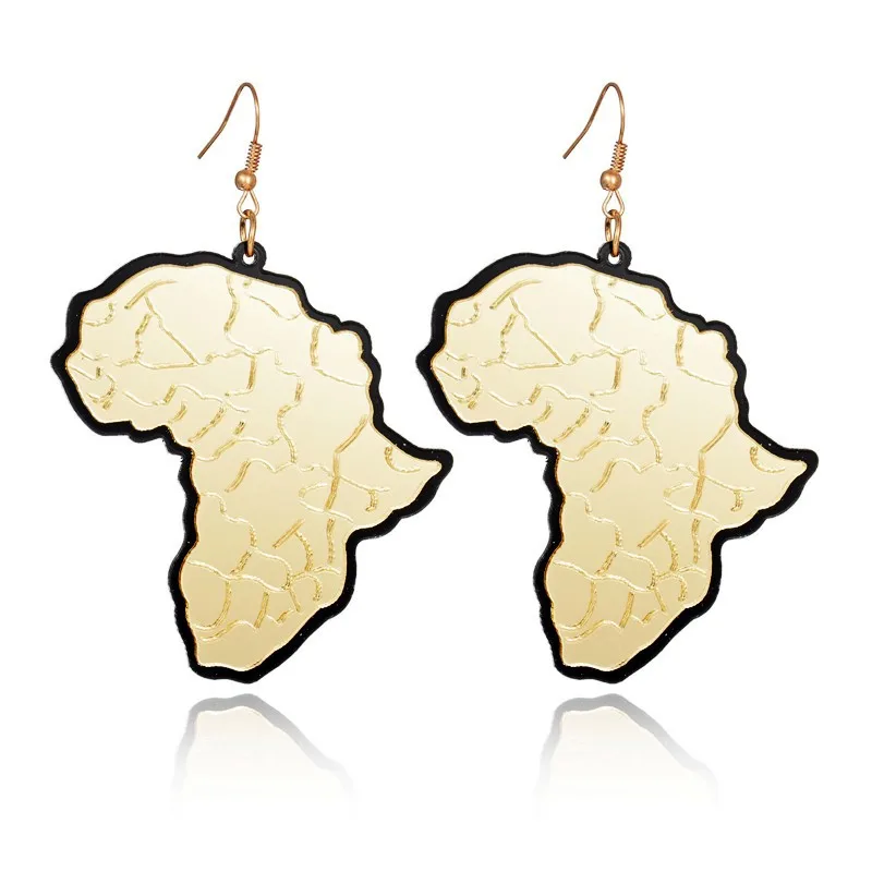 

Trendy Jewelry Hip Hop Club Gold Acrylic Africa Map Earrings For Women Personalised Statement Party Rock brincos Accessories