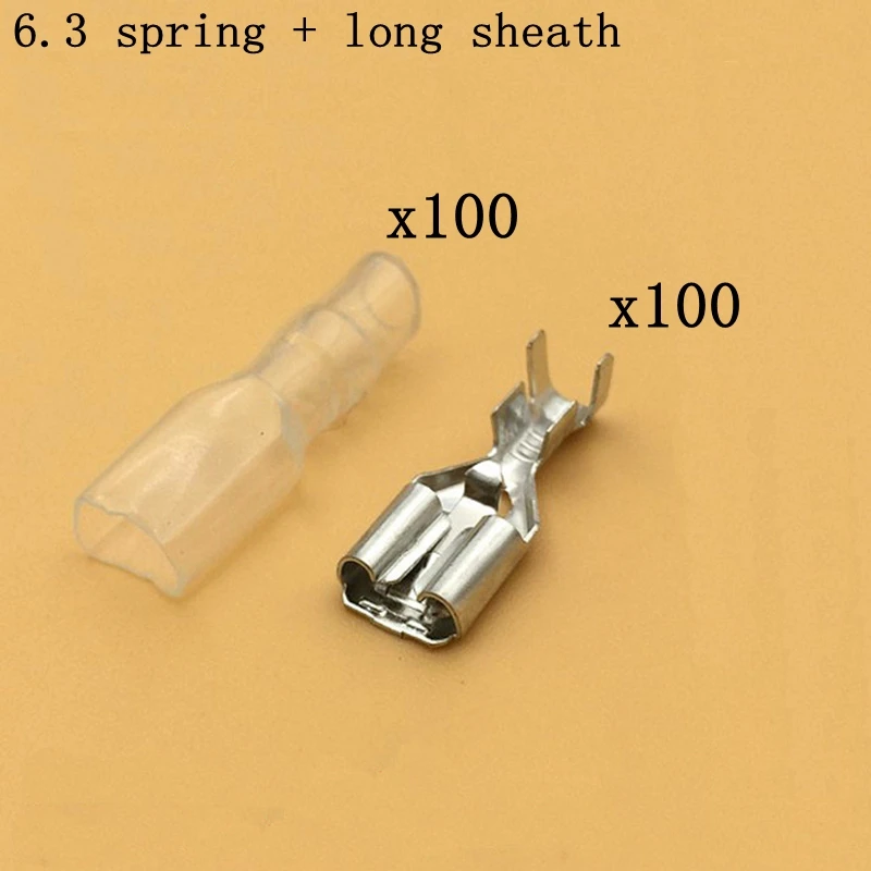 

100sets 6.3mm / 4.8mm Latches with coil spring self-locking cold-pressed terminal switch wire connection terminal