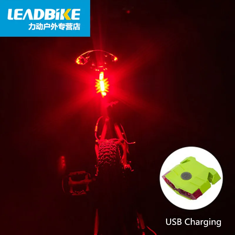 Cheap Leadbike Bicycle Rear Light 4 LED USB Rechargeable MTB Road Bike Taillights Cycling Light Night Safe Warning Bicycle Accessories 5