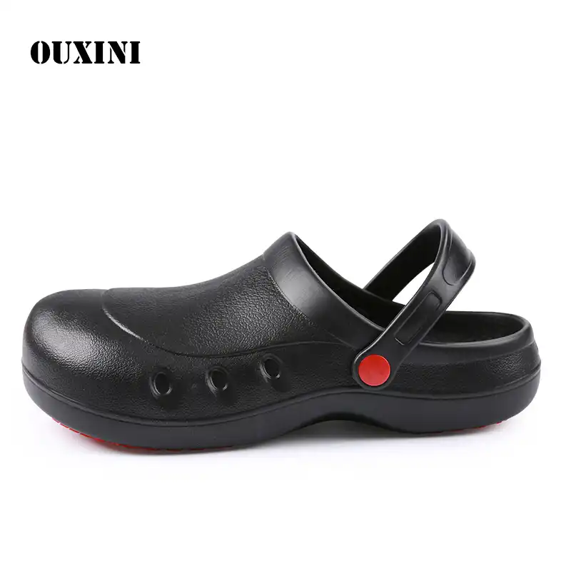 Kitchen Work Shoes Non Slip Waterproof Oil Proof Black Steel Toe Caps Working Safety Chef Shoes Hotel Restaurant Cook Slippers Accessories Aliexpress