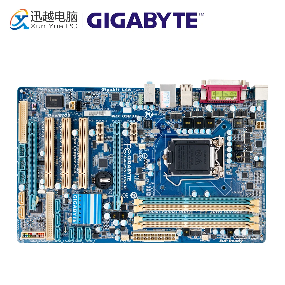 

Gigabyte GA-P55-USB3L Desktop Motherboard P55-USB3L P55 LGA 1156 i3 i5 i7 DDR3 16G USB3.0 ATX