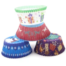 100 шт./компл. Еда класса Рождество чашки торт лоток выпечки маслом доказательство жаропрочных Бумага чашки торта украшения Инструменты h2653