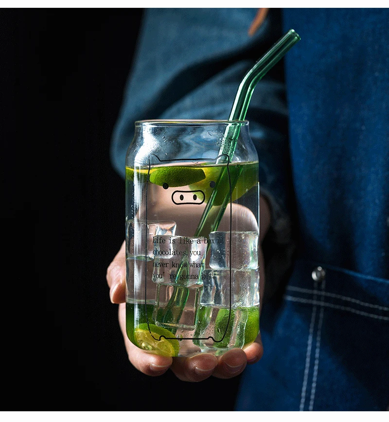 Креативное боросиликатное стекло в форме колы чашки воды с трубочка для стаканов 400 мл чай чашки молочные напитки чашки