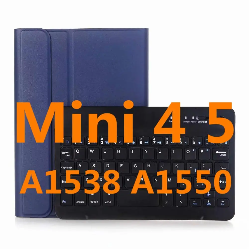 Беспроводная Bluetooth клавиатура чехол для iPad Mini 5 Чехлы искусственная кожа передняя подставка Магнитный чехол для Mini 4 3 2 1 Funda - Цвет: Mini 4 5 blue