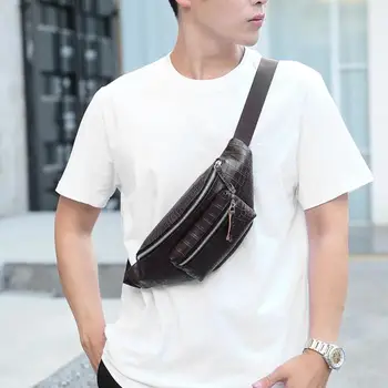 

Fashion Stone Pattern Shoulder Messenger Handbags Men Waist Fanny Belt Packs PU Leather Crossbody Chest Bags Phone Money Pouch