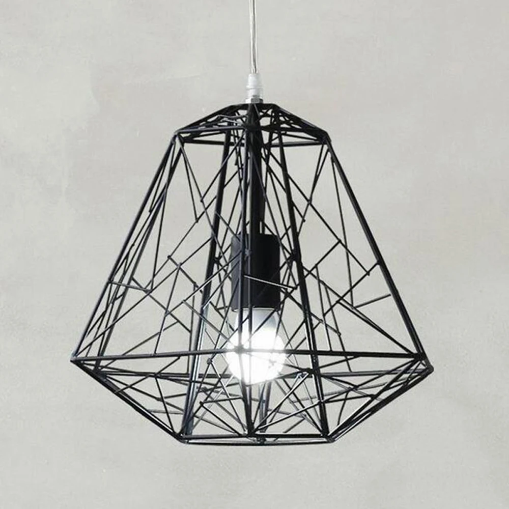 

Iron Modern Pendant Light Wrought Iron Cage Droplight Vintage Pendant Lamps Foyer Lamp Loft Light Black /White E27 85-260V