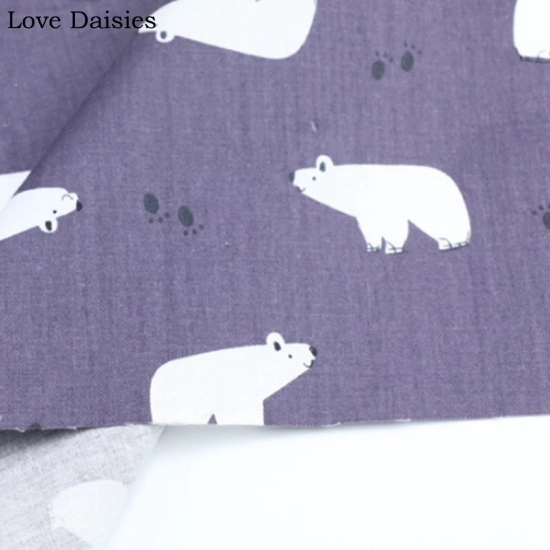 spesifikasi 100% Katun Kain Kepar Kuning Gray Ungu Kartun Putih Kutub Beruang Footprint Kain untuk DIY Crib Selimut Lembar Handwork Dekorasi