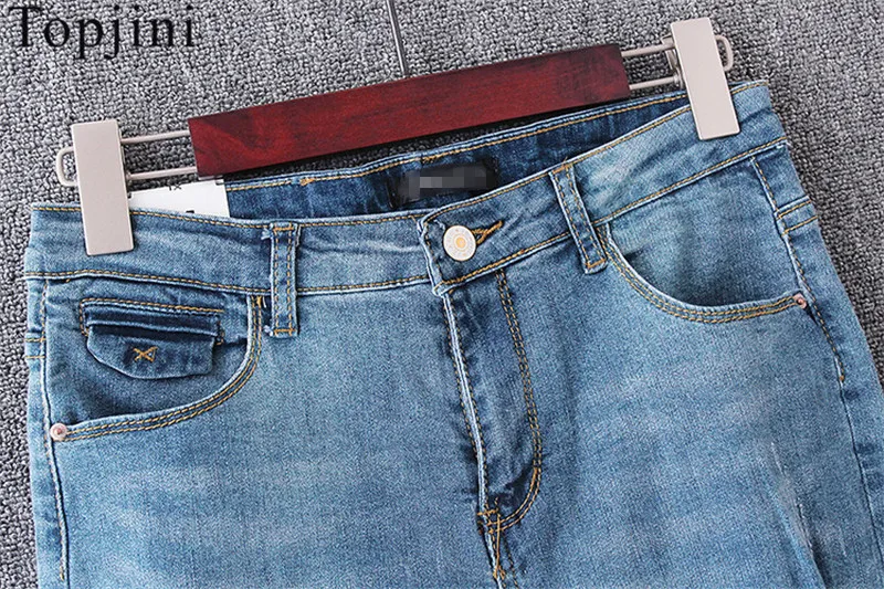 Мода Новый Denim Молния Fly Отверстие Женщины Пят Джинсы Твердые Середина Плоским XL
