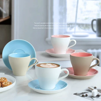 

Frost Colour Ceramic Glaze Coffee Cup Saucer Sets European Style 160ml Espresso Cappuccino Cafe Tea Mugs Tasse Tazas Copo Xicara