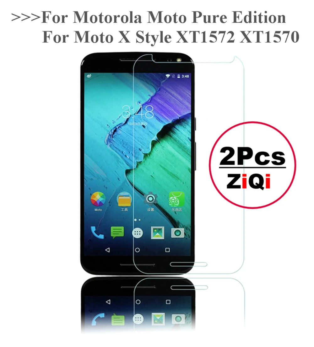

2Pcs Tempered Glass For Motorola Moto X Style XT1572 XT1570 / Pure Edition Screen Protector Toughened Protective Film Guard