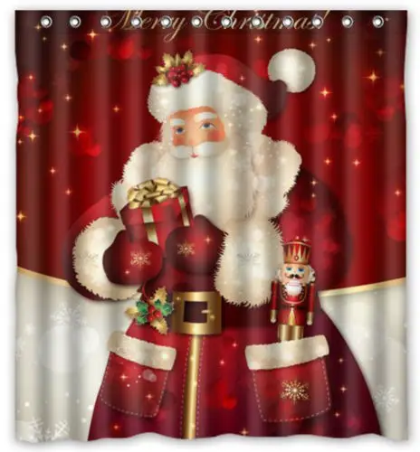 Рождественская 165x180 см Водонепроницаемая Рождественская занавеска для ванной комнаты стильный дизайн из хлопка и полиэстера Снеговик Санта с крючками