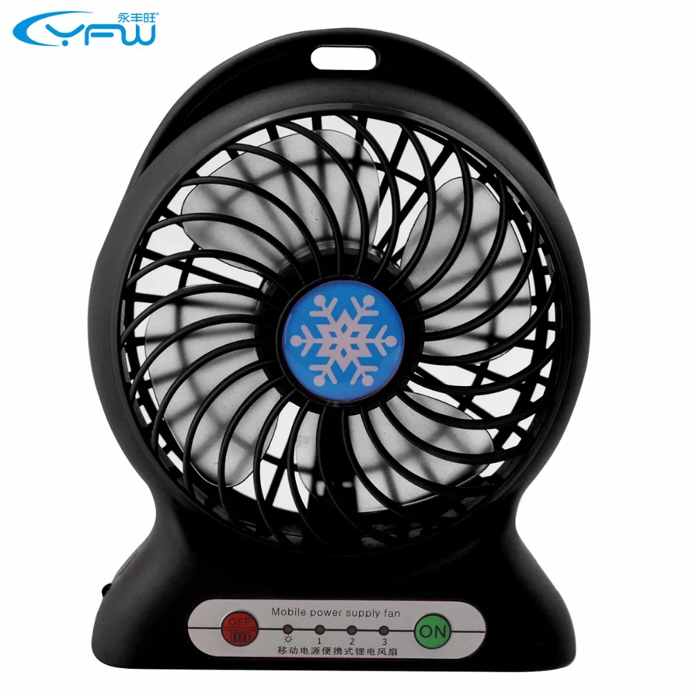 YFW Mini Power Bank Fan 18650 Li ion battery Rechargeable Portable Fan