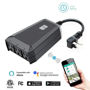 

1 in 3 out US Plug Outdoor Wi-Fi Smart Plug Outlet Wireless Socket Remote Control Switch