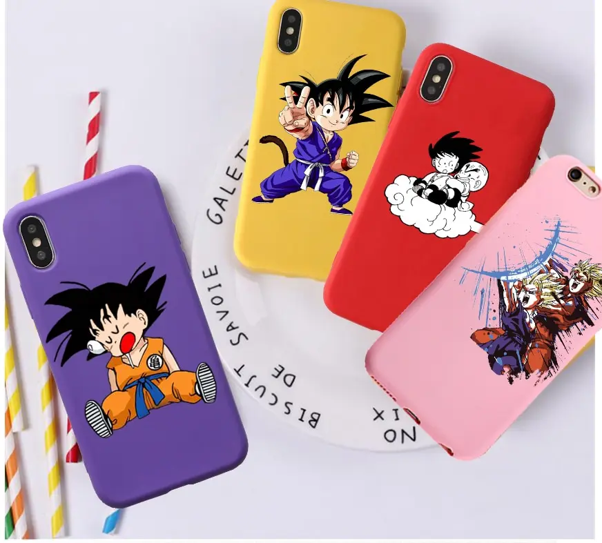 Dragon Ball Z Super DBZ Goku Fashion Coque Candy Color TPU Case phone For iphoneX 7 8 XS XR XSMAX Goku and Roshi Red White Cover