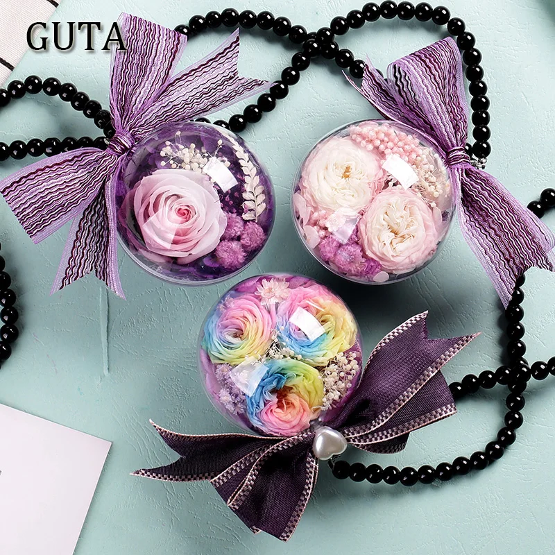 

7CM Creative Car Pendant Dried Flowers Forever Flowers Hanging for Car Accessories Decoration For Valentine's Day Christmas