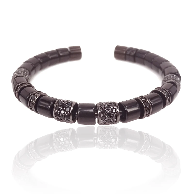 Новые оригинальные браслеты Anil Arjandas черного цвета с черной циркониевой трубкой и Онси-камнем, женские и мужские браслеты и браслеты - Окраска металла: Black  Bangels