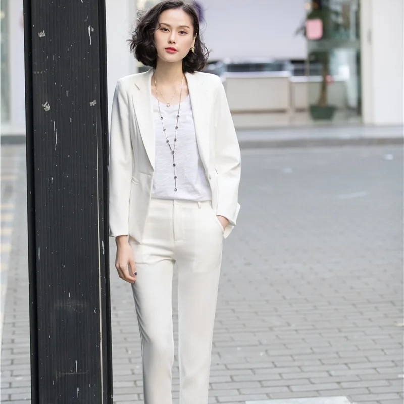 Di Formale Signore Giubbotti Tailleur Set Pantalone Pantaloni Giacche Rosa Pink Con Elegante Uniformi Size Plus Donne Abiti white Usura Per Le Lavoro Ufficio black Del E Delle 7TITrwdxq