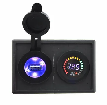 

IZTOSS 12V led digital display voltmeter and 2.1A USB adapter with housing holder panel for car boat truck RV