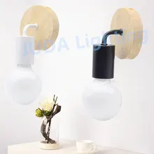 Крытый ночник деревянное основание с E27 гнездо держатель лампы для Винтаж Ретро светодиодный настенный светильник отель декоративный светильник зеркало с подсветкой led лампа