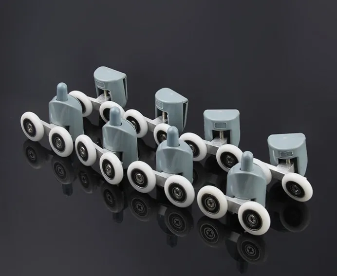 

8Pcs 25mm Shower Door Rollers Twin Bottom Top Shower Door Rollers Pulleys Wheels Runners Bathroom Top / Bottom Screw Cover Caps