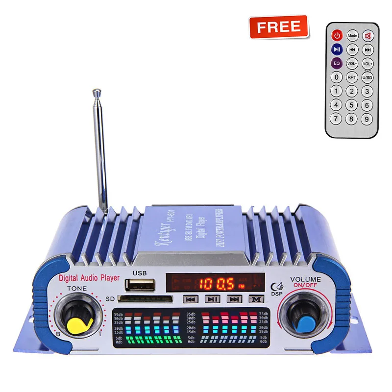 

HY601 12V Digital Auto Car Stereo Power Amplifier 2 Channel Sound Mode LED Audio Music Player MP3 Speaker Support USB DVD SD FM