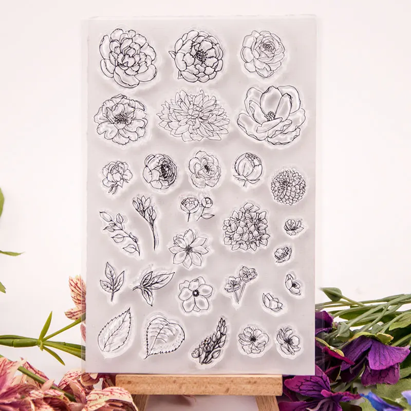 

Beautiful Flowers and Grass Stamps for Scrapbooking DIY Silicone Seals Photo Album Embossing Folder Paper Maker Template Stencil