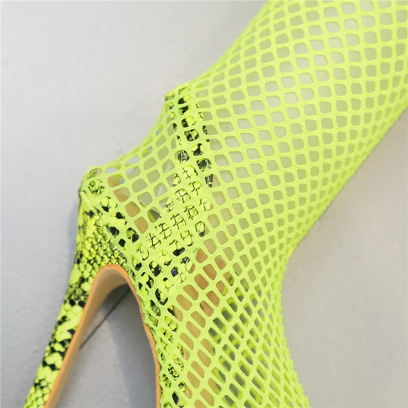 Г., женские летние пикантные сетчатые сапоги на высоком каблуке 12 см туфли-лодочки для ночного клуба женские неоновые зеленые туфли на каблуке, обувь на День святого Валентина