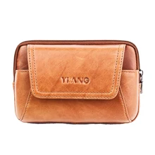 Мужская поясная сумка-кошелек из натуральной кожи, карман для сигарет, настоящая воловья кожа, винтажная сумка для мобильного телефона/чехол для телефона, флип-ремень, поясная сумка