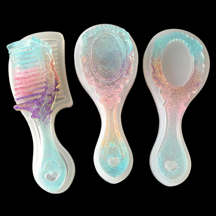 

Retro Makeup Mirror and Comb Silicone Mold Epoxy Resin Jewelry Making Cosmetic Tools DIY Hand Craft H131