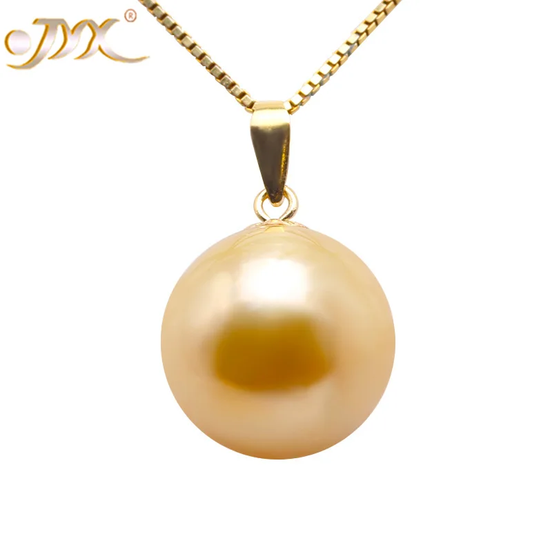 JYX 18 K золото 11,5 мм Золотая жемчужина Южных морей кулон ожерелье 18" - Цвет камня: golden