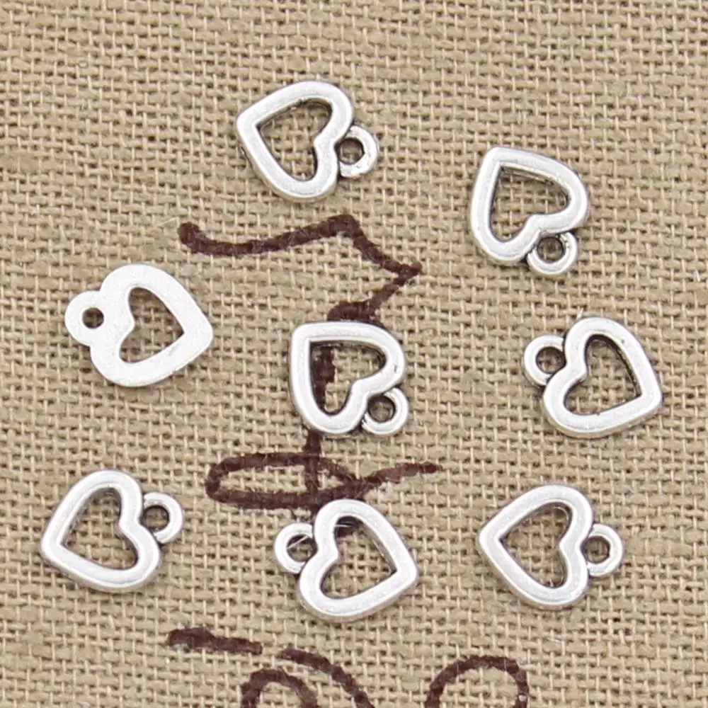 

100pcs Charms lovely heart 8x6mm handmade Craft pendant making fit,Vintage Tibetan Silver,DIY for bracelet necklace