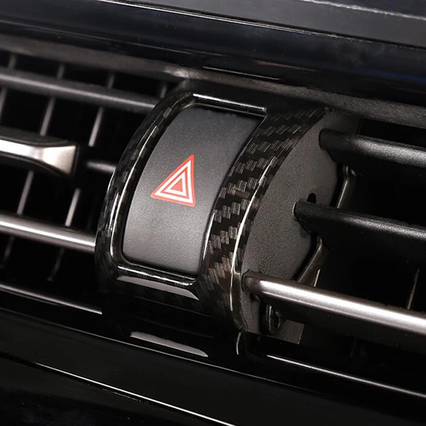 

YAQUICKA Carbon Fiber Black Emergency Light Lamp Button Frame Bezel Car Stickers For Toyota CHR C-HR 2017 2018 Car Styling