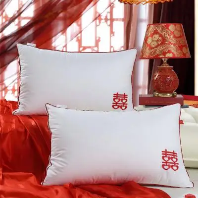 JaneYU Свадебная подушка хлопок постельное белье для двуспальной кровати Подушка 48*74 см Шея подушка для сна белая, из микрофибры подушка для сна - Цвет: as picture