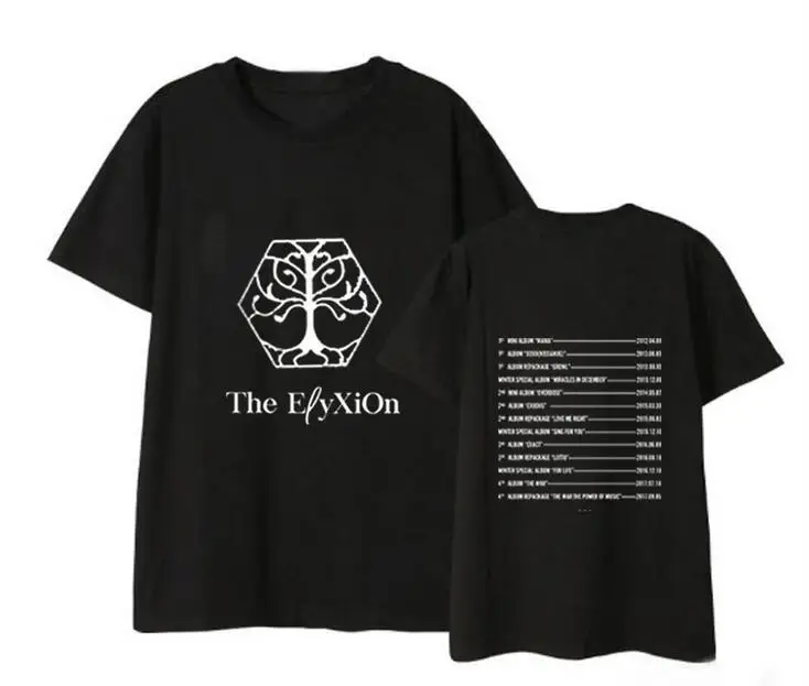 

Summer style exo fourth concert tour the elyxion same printing o neck short sleeve t shirt exo L supportive unisex t-shirt