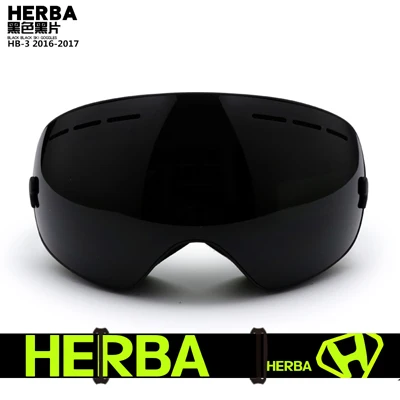 Новинка, лыжные очки HERBA, двойные линзы, UV400, анти-туман, для взрослых, сноуборд, Лыжный спорт, очки для женщин, мужчин, снежные очки - Цвет: All Black