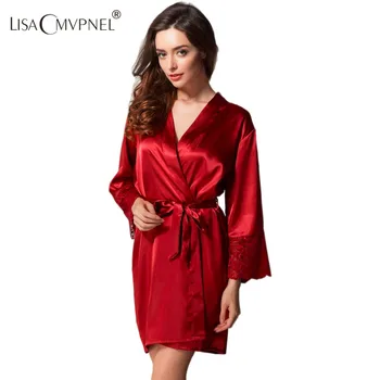 

Lisacmvpnel Sexy Lace Women Robe Soft Breathable bathrobes lounge
