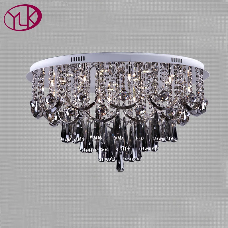 

Youlaike Smoke Grey Crystal Chandelier For Living Room Dia80*H45CM Modern LED Crystal Lamp For Ceiling Lustres De Cristal