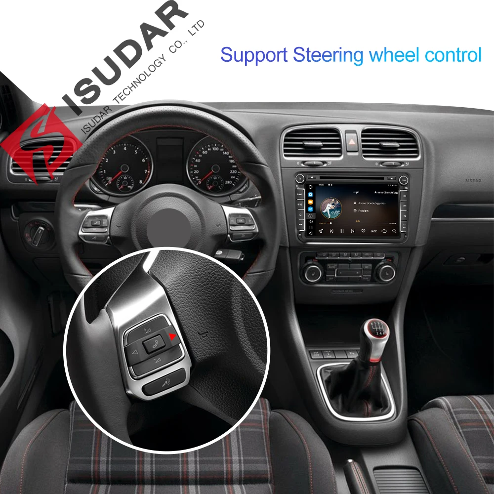 Isudar автомобильный мультимедийный плеер 2 Din Android 9 для Volkswagen/Passat/POLO/GOLF/CC/Skoda/Octavia/Leon Авто dvd-радио GPS 1280*720