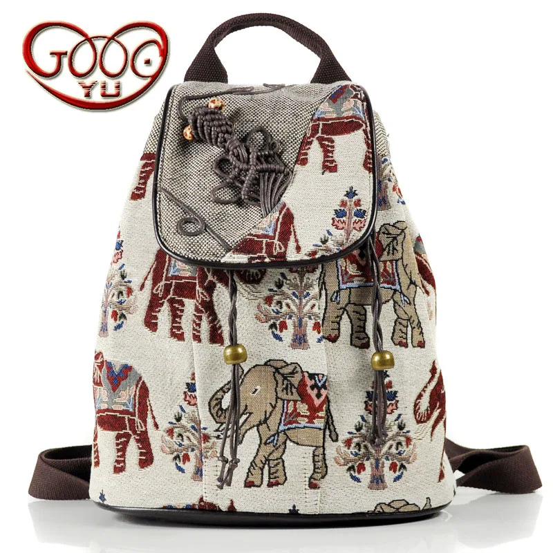 

Retro new Korean version of the national wind wild handmade accessories closed mouth bucket type backpack