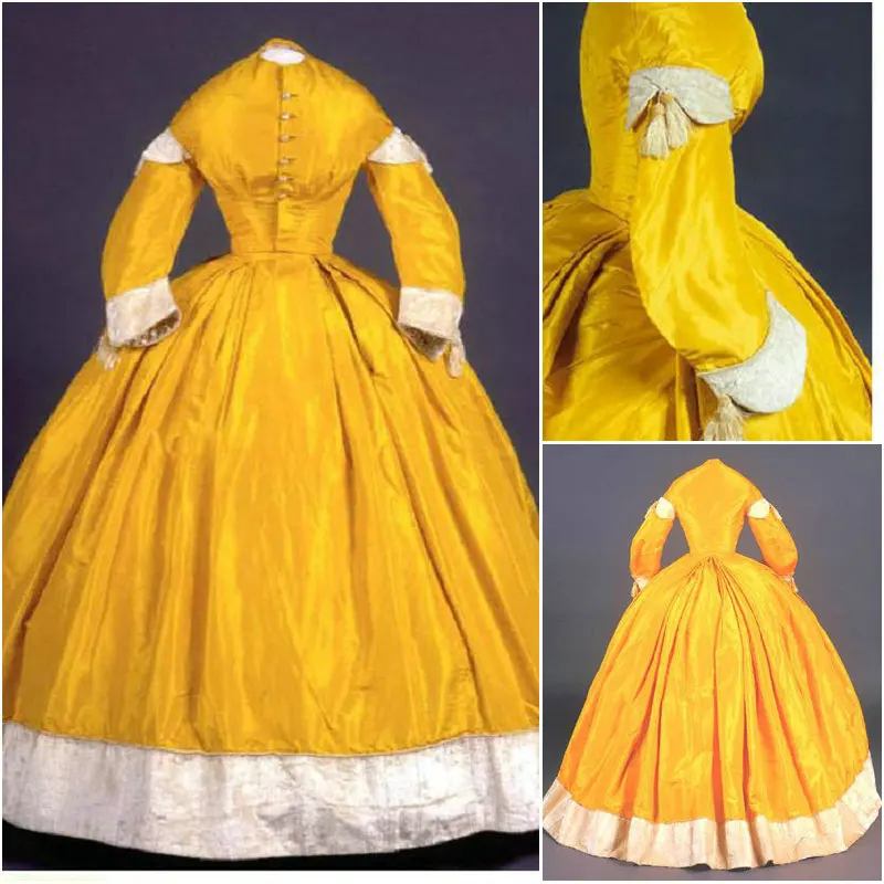 

2017 new!Luxs Yellow Vintage Costumes Victorian Dresses 1860S Scarlett Civil War dress Cosplay Lolita dresses US4-36 C-1117